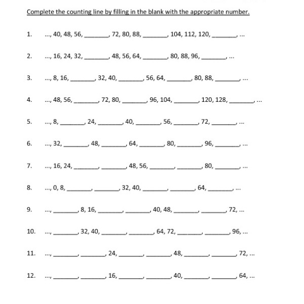 Second Grade Skip Counting Worksheet 40 â One Page Worksheets